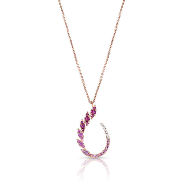 18kt Rose Gold Pink Sapphire Open Pear Shape Necklace