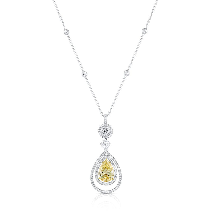 Estate 18k Gold 5.90ct Pear-Shaped Diamond Necklace, GIA Certified