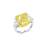 Platinum 18K Yellow Gold 10ct Fancy Yellow Diamond Ring, GIA Certified