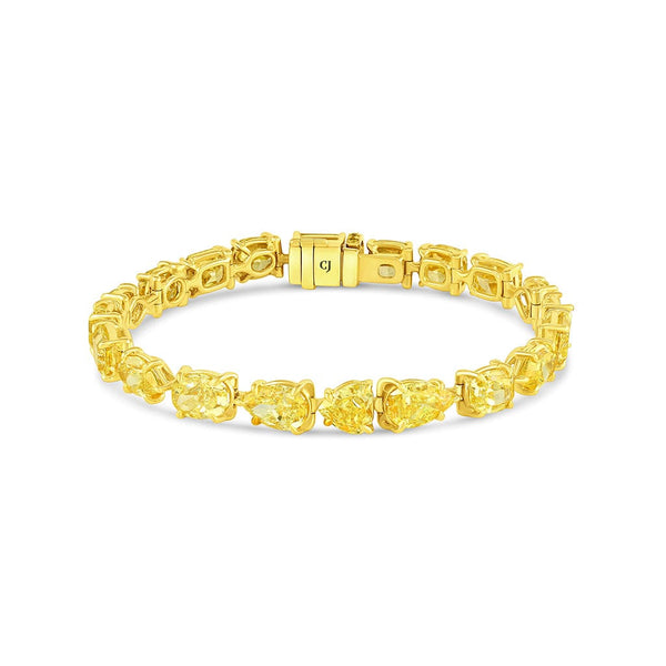 18k Yellow Gold Fancy Intense Yellow Diamond Multi-Shaped Bracelet, GIA Certified