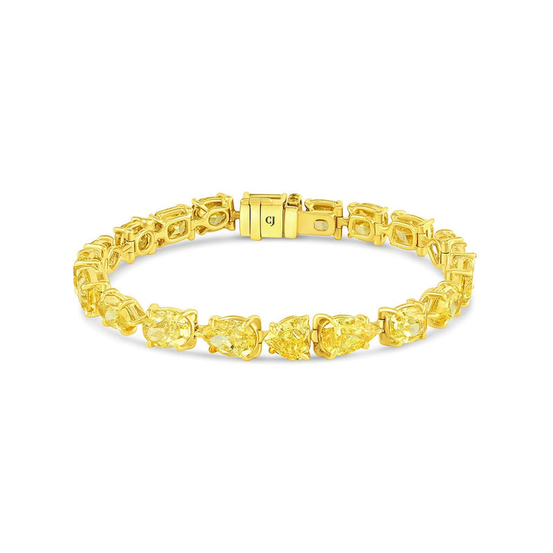 Rivière 18kt Yellow Gold Fancy Intense Yellow Diamond Multi-Shaped Bracelet, GIA Certified