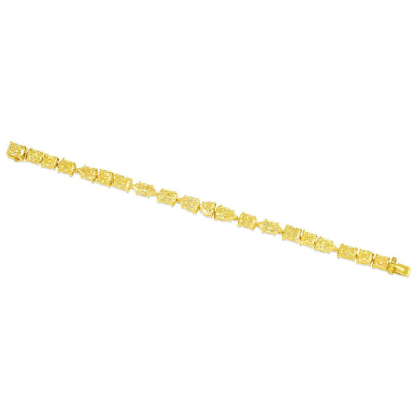18k Yellow Gold Fancy Intense Yellow Diamond Multi-Shaped Bracelet, GIA Certified