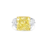 Platinum 18K Yellow Gold 10ct Fancy Yellow Diamond Ring, GIA Certified