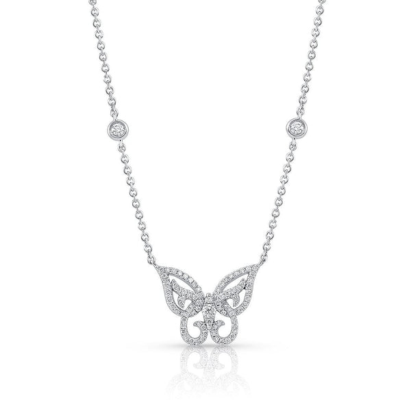 18 kt White Gold Diamond Butterfly Necklace