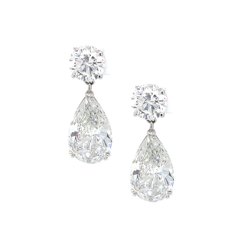 18kt White Gold Pear Diamond Drop Earrings, GIA Certified