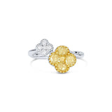 18KT WHITE AND YELLOW GOLD DOUBLE FLOWER RING