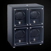 Evo Four Module Unit with Frames Watch Winder Woven Carbon Fiber Texture