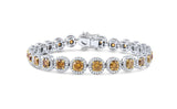 18k White Gold Natural Fancy Yellow and White Diamond Bracelet, GIA Certified