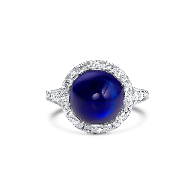 4.25ct Pear Cabochon Australian Sapphire Low Profile Solitaire Ring in –  Anueva Jewelry