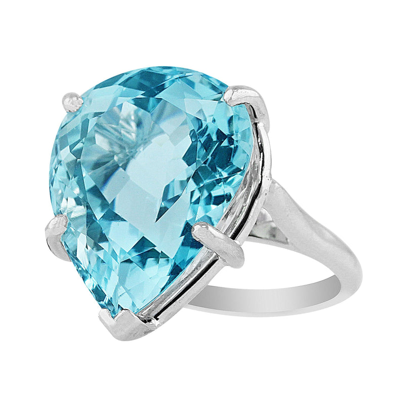 Estate 16.44ct pear-shaped Aquamarine Ring in 14k white gold