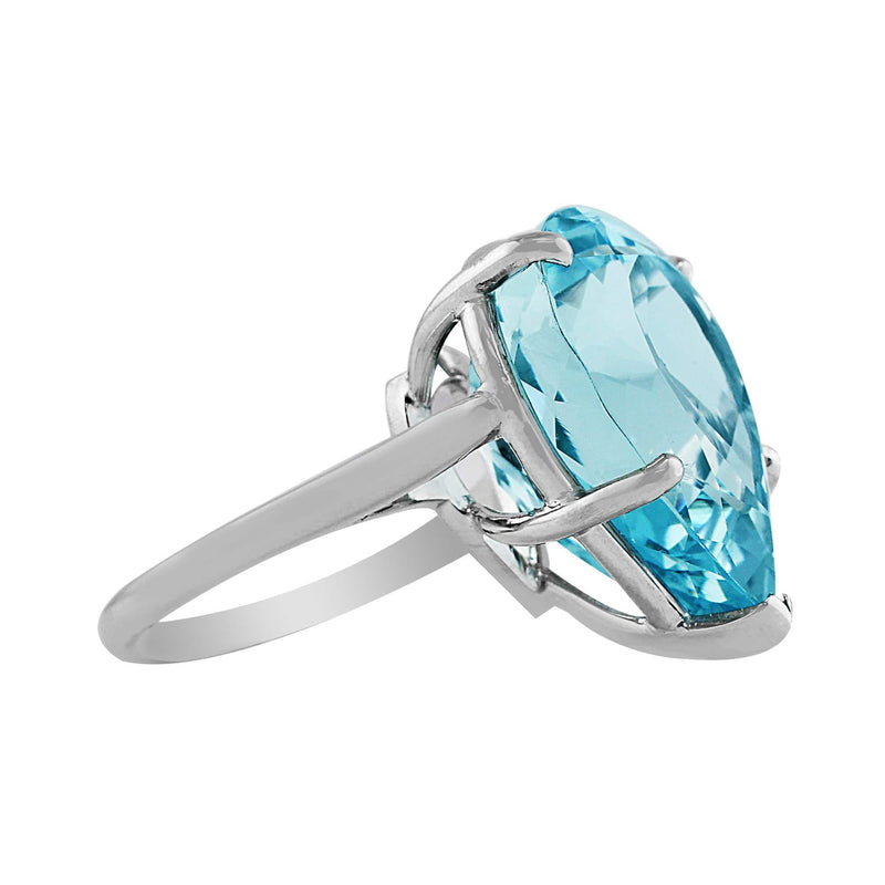 Estate 16.44ct pear-shaped Aquamarine Ring in 14k white gold