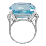 Estate 23ct Aquamarine Diamond Ring in 14k white gold