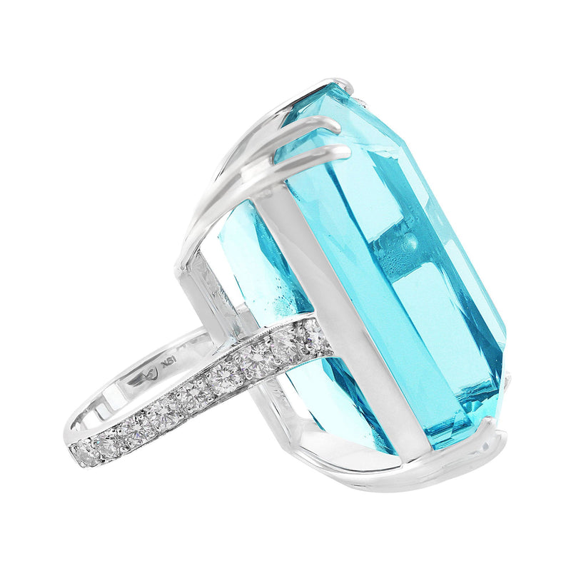 Platinum Impressive Aquamarine and Diamond Ring GIA Certified 132.62ct ...