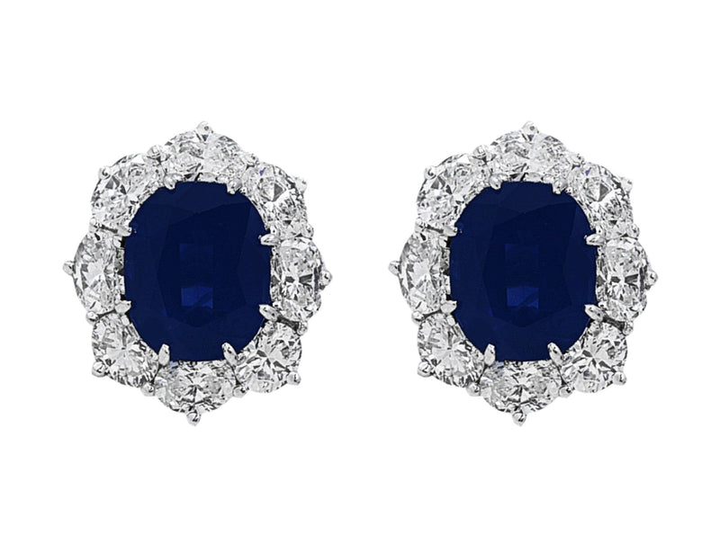 Estate Oval Sapphire Diamond Earrings