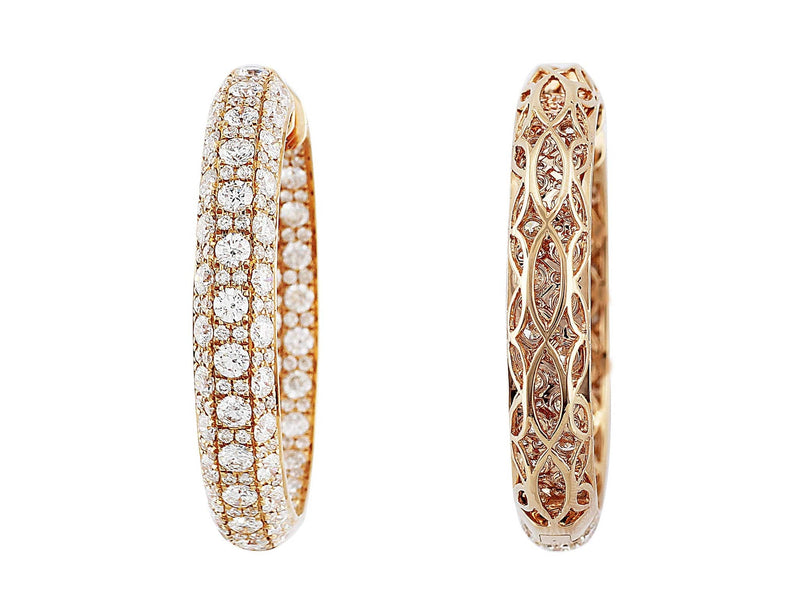 Diamond Set Rose Gold Hoop Earrings