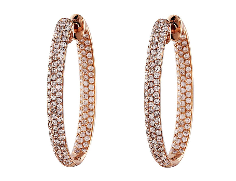 Rose Gold Hoop Diamond Earrings