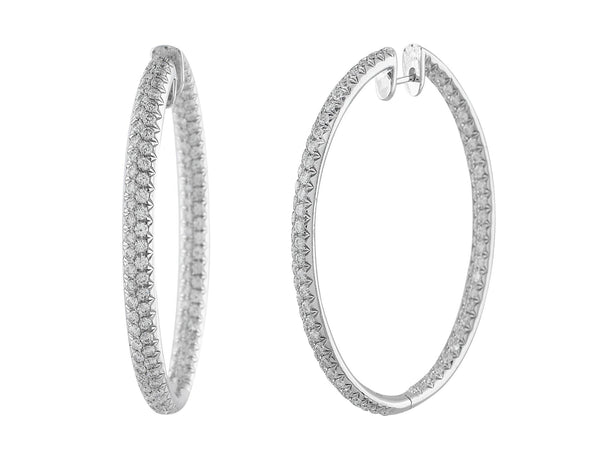 5ct Oval Hoop Diamond Earrings in 18k white gold