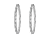 5ct Oval Hoop Diamond Earrings in 18k white gold