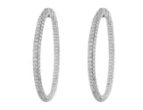 Large Three Row Diamond Hoop Earrings