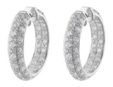 Small Diamond Set White Gold Hoop Earrings