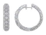 Small Diamond Set White Gold Hoop Earrings