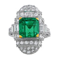 Platinum 5ct Emerald Diamond Vintage Ring