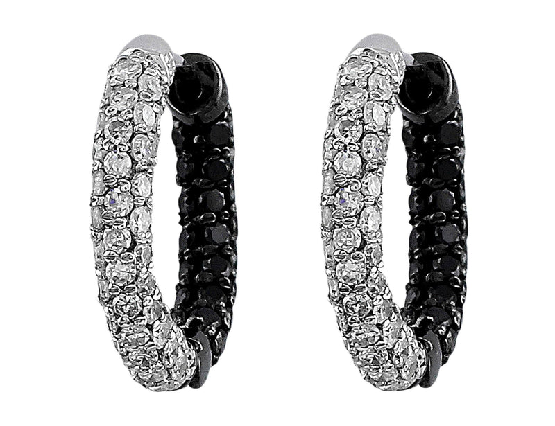 14k White Gold White and Black Diamond Hoop Earrings – CJ Charles Jewelers