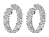 Pave Diamond Hoop Earrings with Hearts