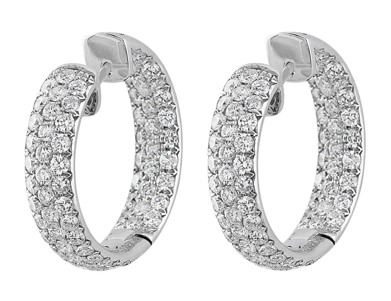Pave Diamond Hoop Earrings with Hearts