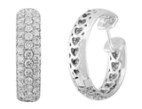 Pave Diamond Hoop Earrings with Hearts