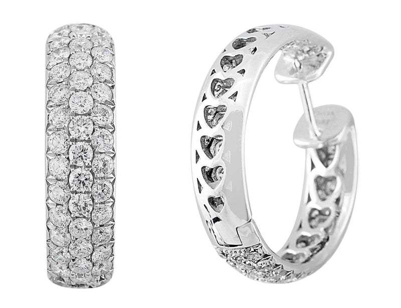 Pave Diamond Hoop Earrings with Hearts
