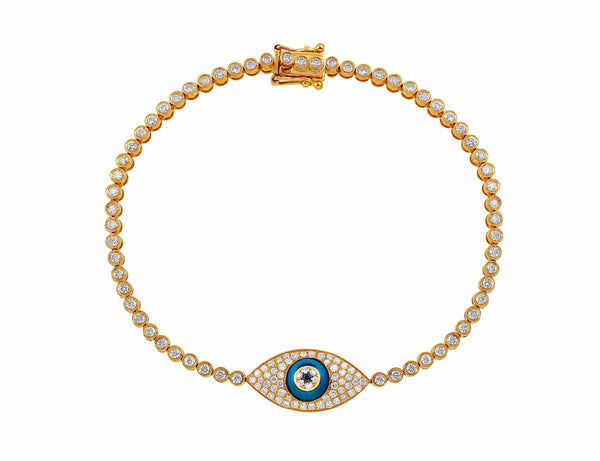 Rose Gold Diamond Evil Eye Bracelet