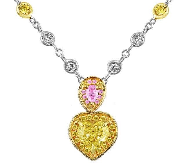 Yellow Diamond Heart Necklace