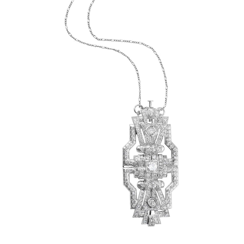 4ct Estate Diamond Convertible Brooch Necklace