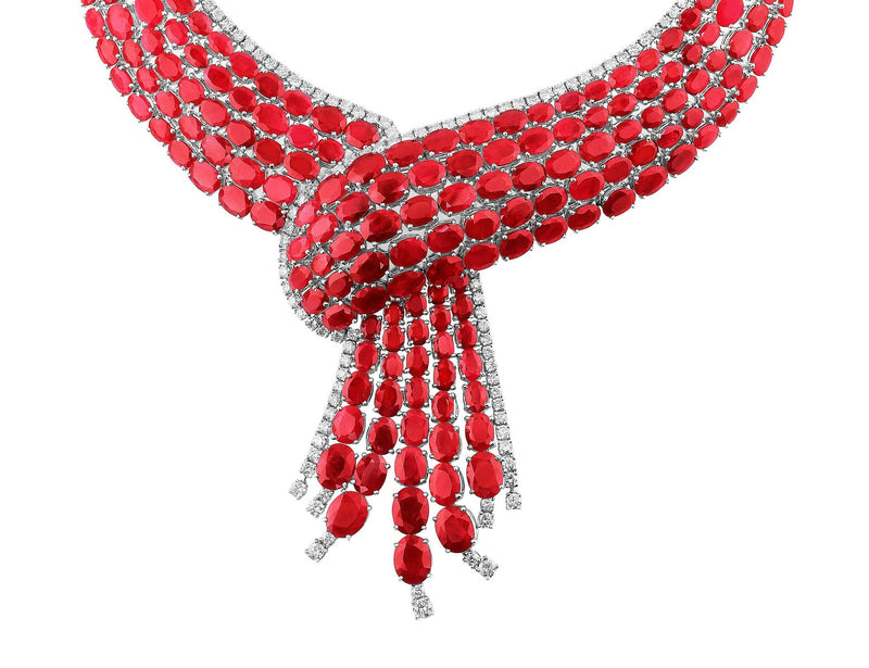 204ct Ruby Diamond Cravat Necklace