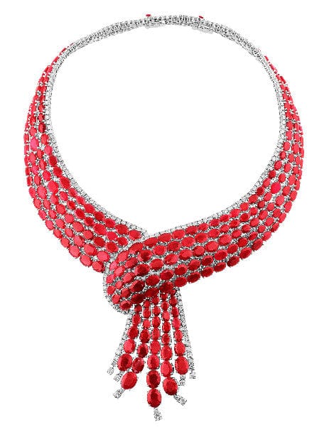 204ct Ruby Diamond Cravat Necklace