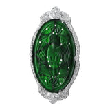 Carved Jade Diamond Eagle Pin