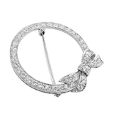 Estate Diamond Bow Round Brooch