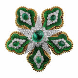 Estate David Webb Emerald Floral Brooch