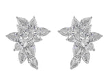 18k White Gold Platinum Pear and Marquise Diamond Cluster Earrings