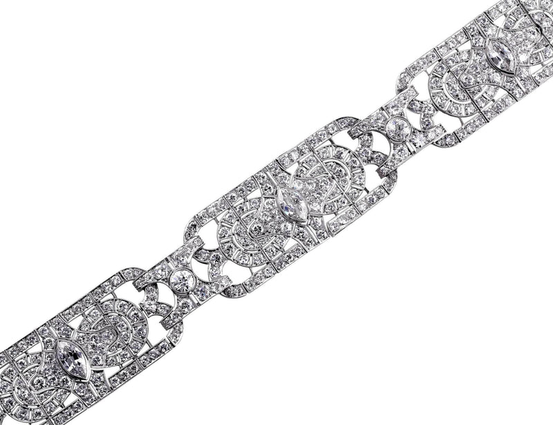 Estate Art Deco Platinum Marquise Bracelet