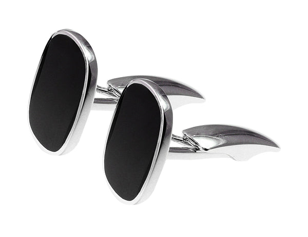 14k White Gold Onyx Flat Cufflinks