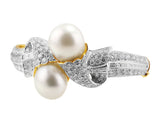 Bypass Pearl and Diamond Bangle Bracelet