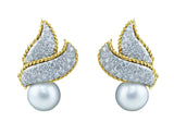 Estate Pearl and Pave Diamond Earrings