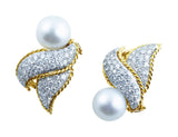 Estate Pearl and Pave Diamond Earrings