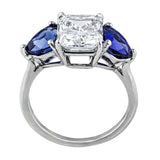 3ct Radiant Diamond Sapphire Platinum Ring