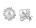 Estate 18k White Gold Pearl Diamond Earrings