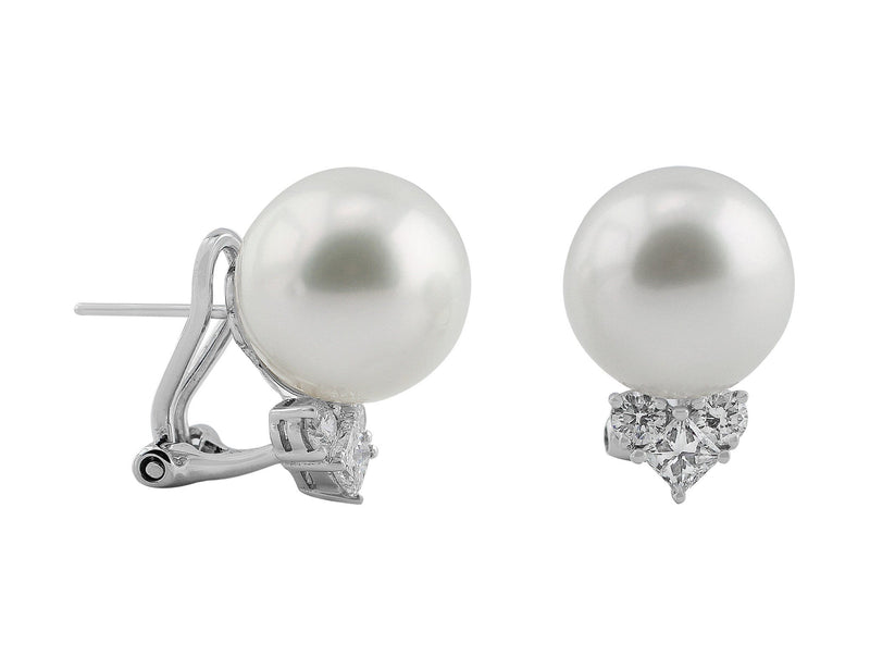 13mm South Sea Pearl Earrings with diamond accents