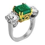 4ct Colombian Emerald Diamond Ring, AGL-certified