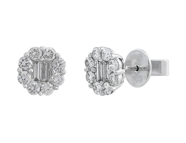 Baguette Diamond Earrings in 18k white gold